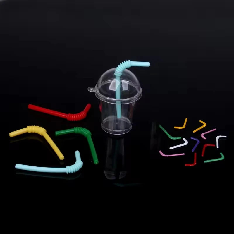 Doll House Miniature Bent Drink Straw Simulation Model Toys For Mini Drink Beverage Cup Decoration Accessories 20pc/lot