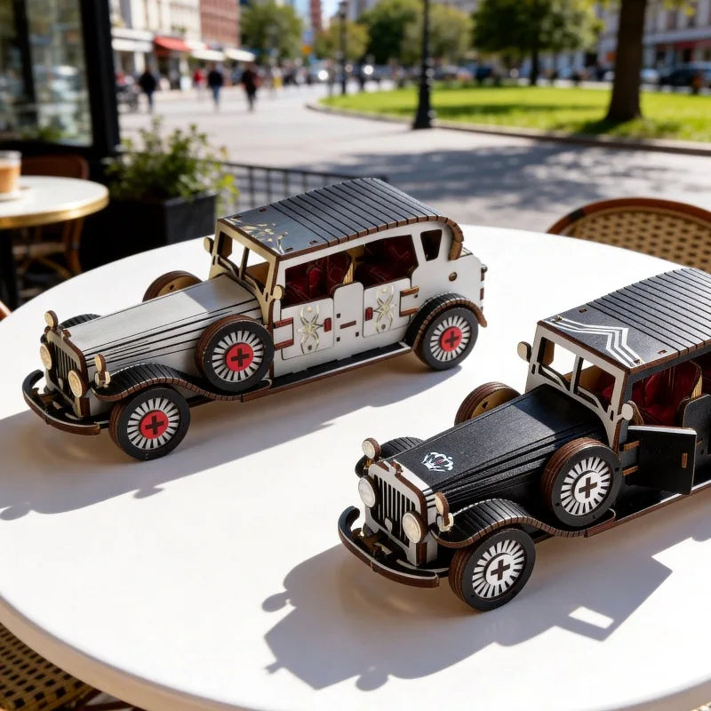 DIY 3D Wooden Vintage Classic Car Miniature Model Kits Assembly Jigsaw Puzzles for Friends Birthday Gifts