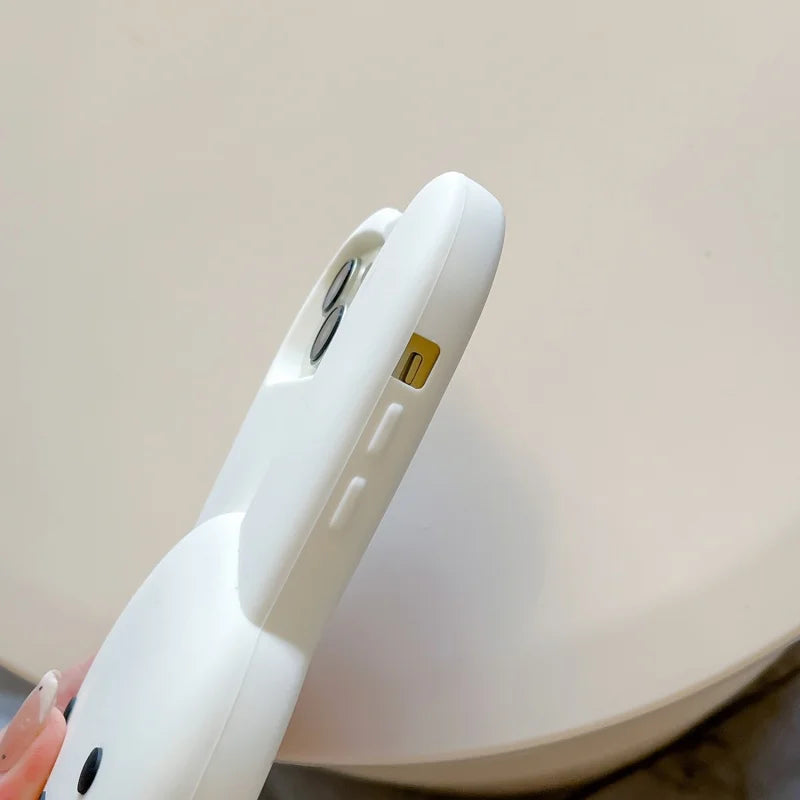 Funny Cartoon Cute long ear Miffy silicon Phone Case For iPhone 17 16 15 14 13 12 11 Pro Max Simple White Miffy Anti-drop Cover﻿