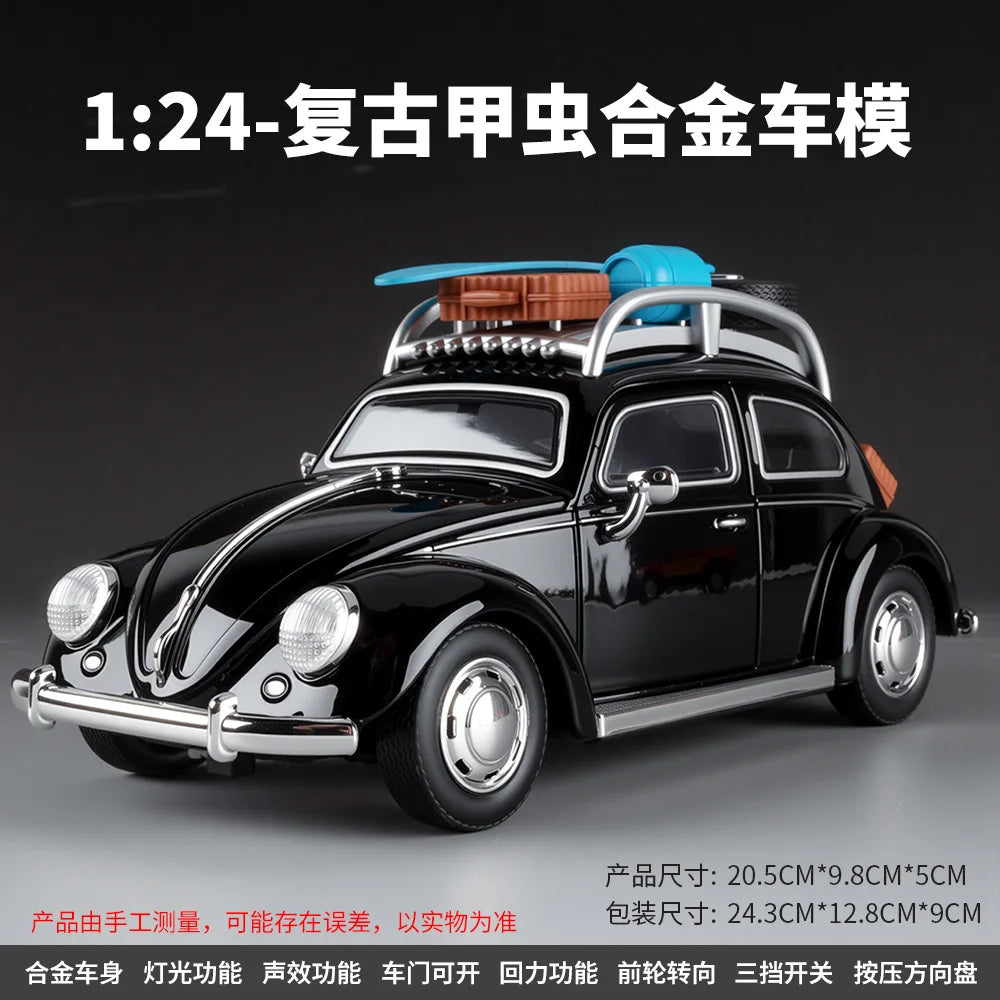1:24 Beetle Travel Version Compact Sedan Alloy Metal Diecast Model Car Toy Car Classic Retro Cars Holiday