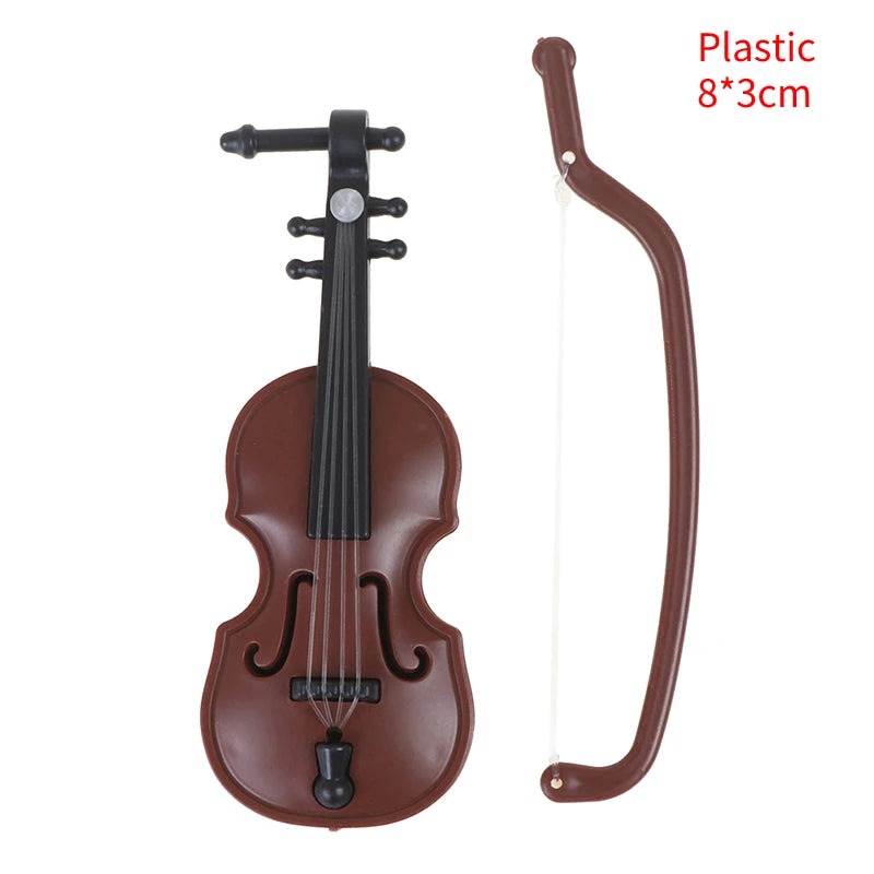 8cm Collection Decorative Ornaments Model Decoration Gifts With Support Miniature Musical Instruments Mini Violin Wooden