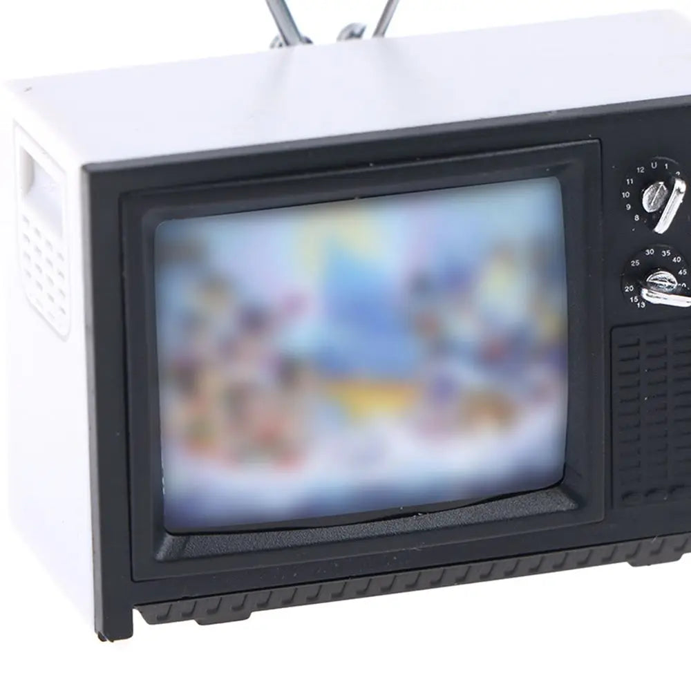 Television Ornaments Miniature Simulation Furniture 1:12 DollHouse Mini Retro Portable TV Toy For BJD Doll Room Decoration