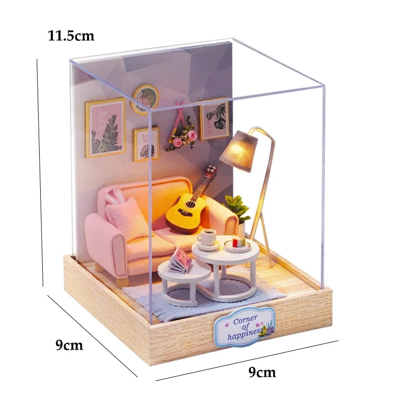 Mini Doll House DIY 3D Puzzle Assembly Building Model Toys Home Bedroom Decoration With Furniture Wooden Craft Gifts DollHouses