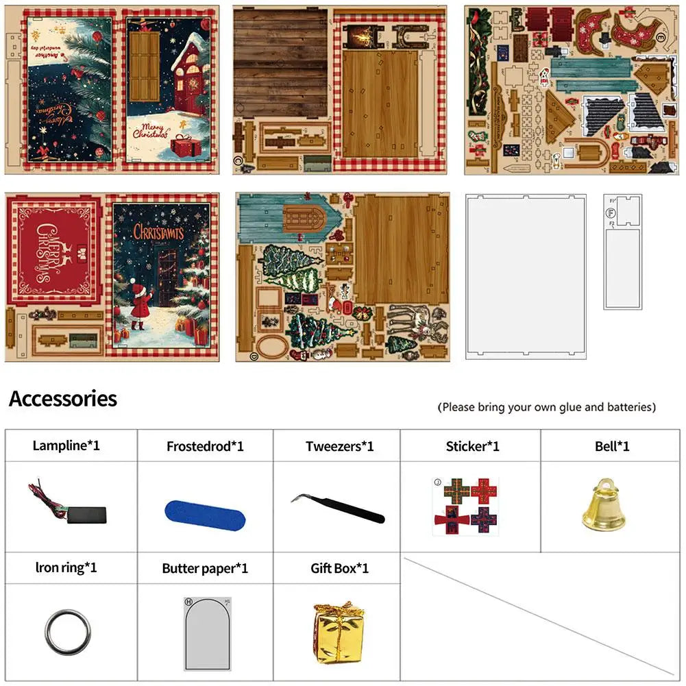 Christmas Decoration DIY Big Doll House 3D Puzzle Assembly Building Model Toys Doll Houses Home Ornament Desk Decoration