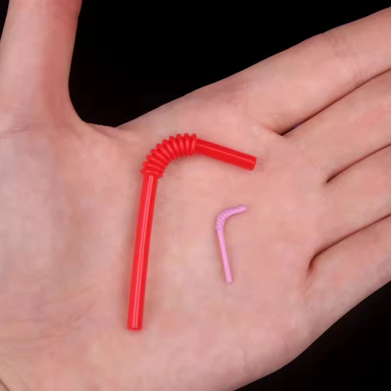 Doll House Miniature Bent Drink Straw Simulation Model Toys For Mini Drink Beverage Cup Decoration Accessories 20pc/lot