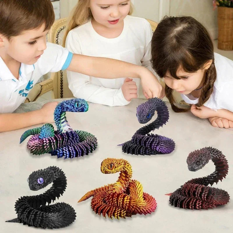 3D Printed Snake Movable Joint Fidget Toy Figurine Simulation Snake Office Desktop Ornament Christmas Gifts Crafts Miniatures