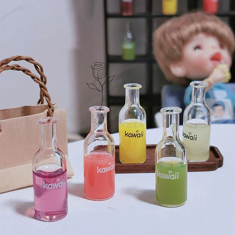 1Set 1/12 Dollhouse Mini Fruit Vegetable Drink Bottle Model Doll Home Miniature Kitchen Scene Decoration Pretend Play Toys