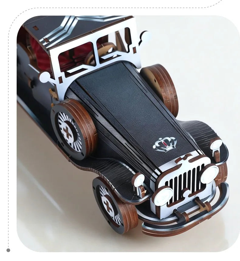 DIY 3D Wooden Vintage Classic Car Miniature Model Kits Assembly Jigsaw Puzzles for Friends Birthday Gifts
