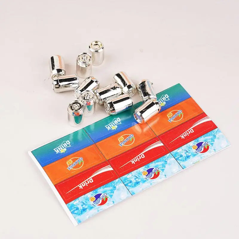 Dollhouse Accessories Mini Beverage Refrigerator Kit Pretend Play Realistic Toy for Kids Furniture