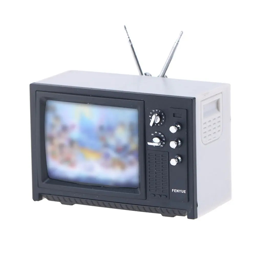 Television Ornaments Miniature Simulation Furniture 1:12 DollHouse Mini Retro Portable TV Toy For BJD Doll Room Decoration
