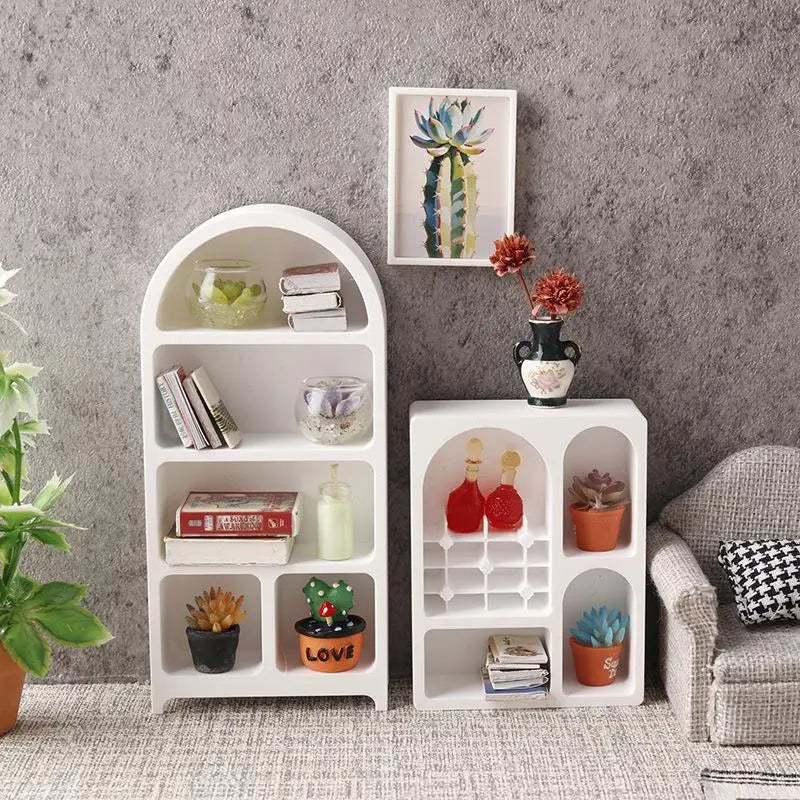 1/12 Dollhouse Simulation Mini Bookshelf Storage Cabinet Model Dollhouse Furniture Decoration Dolls House Living Scene Ornament