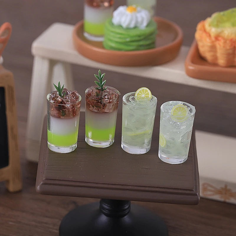 2 PCS/Bag Miniature Toy Ice Drinks Micro Landscape Ornaments Dollhouse Toys Accessories Doll House Kitchen Decoration Kids Gifts