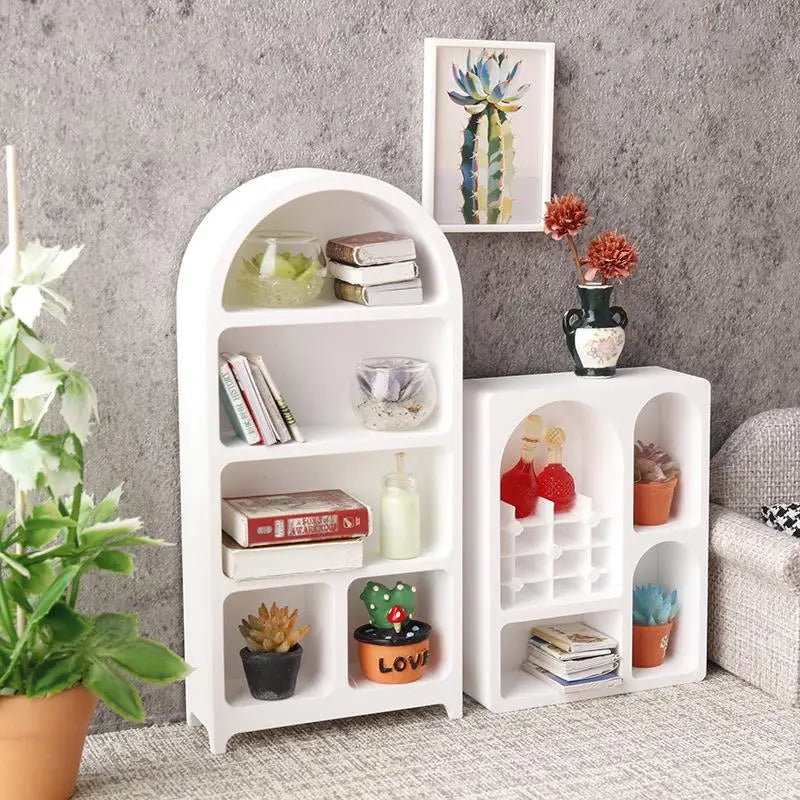 1/12 Dollhouse Simulation Mini Bookshelf Storage Cabinet Model Dollhouse Furniture Decoration Dolls House Living Scene Ornament