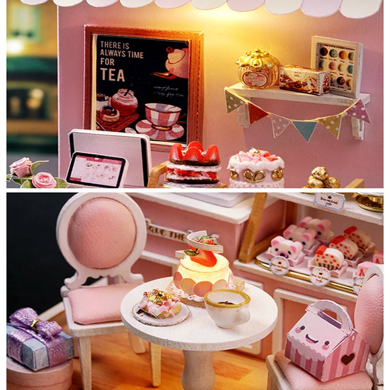 Mini Doll House DIY 3D Puzzle Assembly Building Model Toys Home Bedroom Decoration With Furniture Wooden Craft Gifts DollHouses