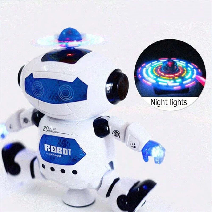 Intelligent dancing robot toy with 360 ° rotation and light effect electric toy, fun interactive game for children aged 14 and a