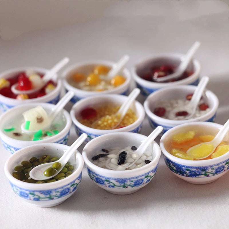 (.) 1Pcs Random Colour 1:6 Mini Dollhouse Bowl Desserts Food For Doll Kitchen Decor Accessories Toys