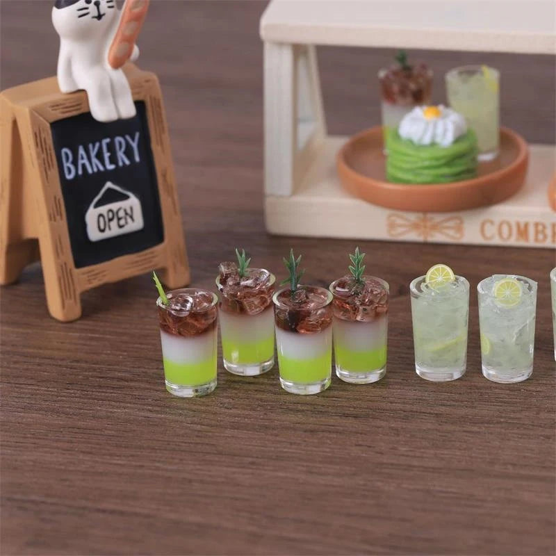 2 PCS/Bag Miniature Toy Ice Drinks Micro Landscape Ornaments Dollhouse Toys Accessories Doll House Kitchen Decoration Kids Gifts