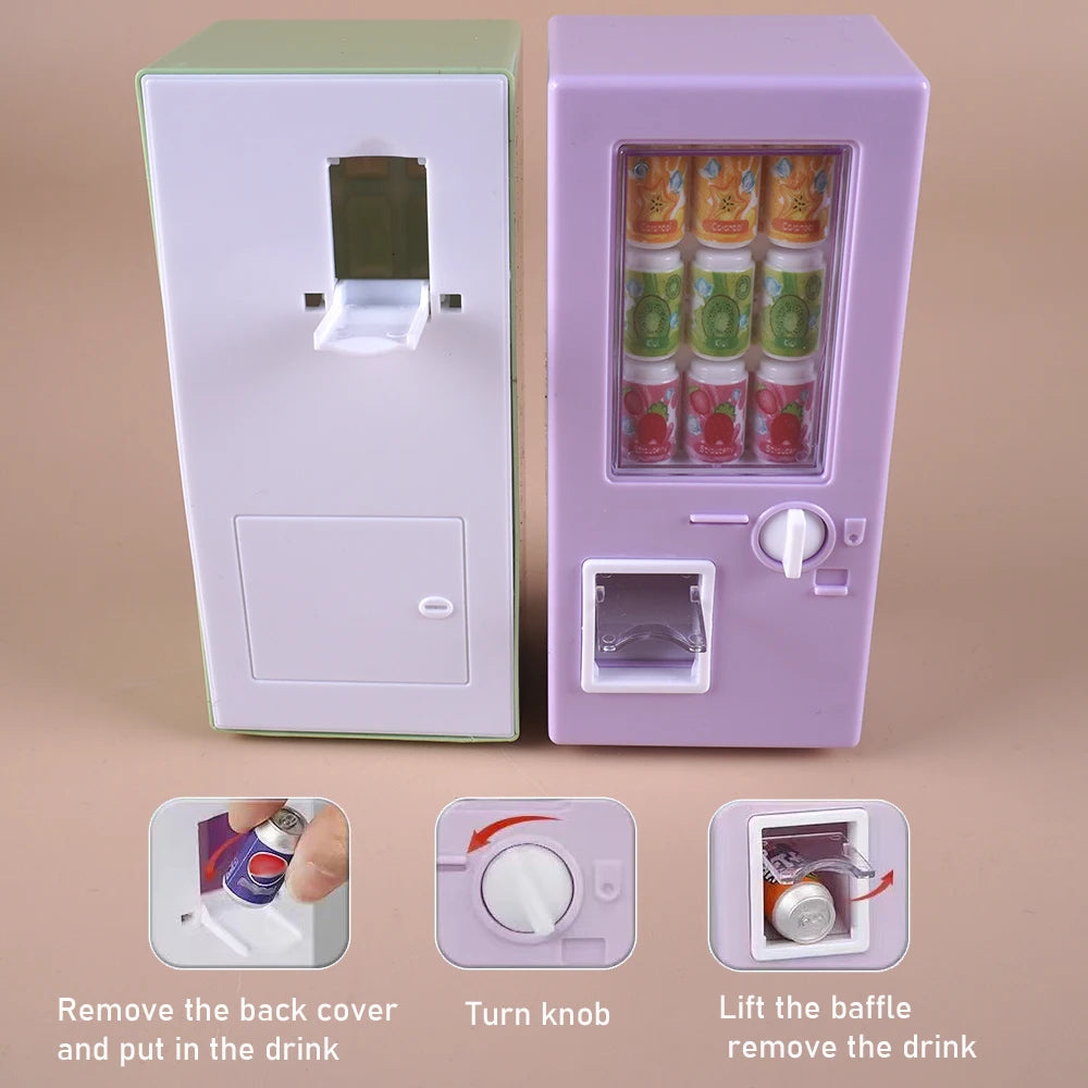 1/12 Mini Beverage Machine Supermarket Can Drink Vending Machine Play House Model Scene Kitchen Toy Dollhouse Furniture Model