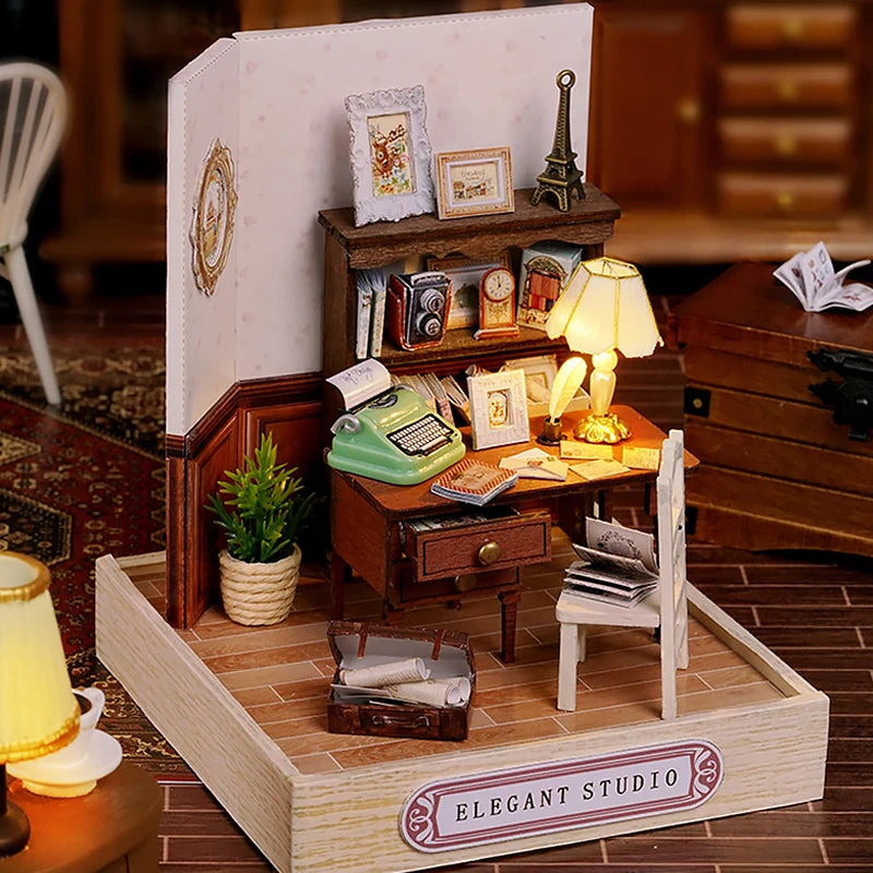 Mini Doll House DIY 3D Puzzle Assembly Building Model Toys Home Bedroom Decoration With Furniture Wooden Craft Gifts DollHouses