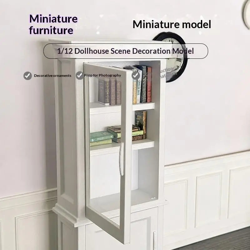 Miniature Bookshelf Ornament Micro Scene Storage Racks 1/12 Dollhouse Display Cabinet Model Furniture Decor Accessories Gift