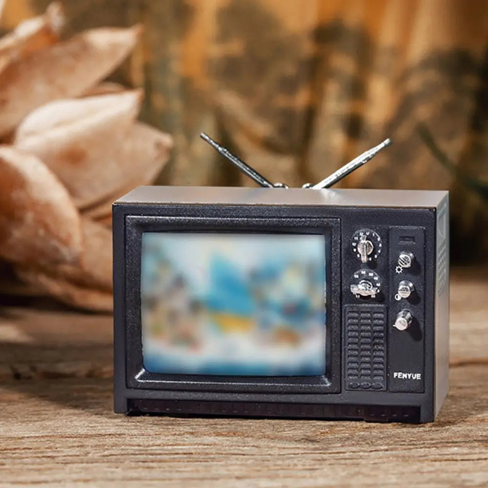 Television Ornaments Miniature Simulation Furniture 1:12 DollHouse Mini Retro Portable TV Toy For BJD Doll Room Decoration