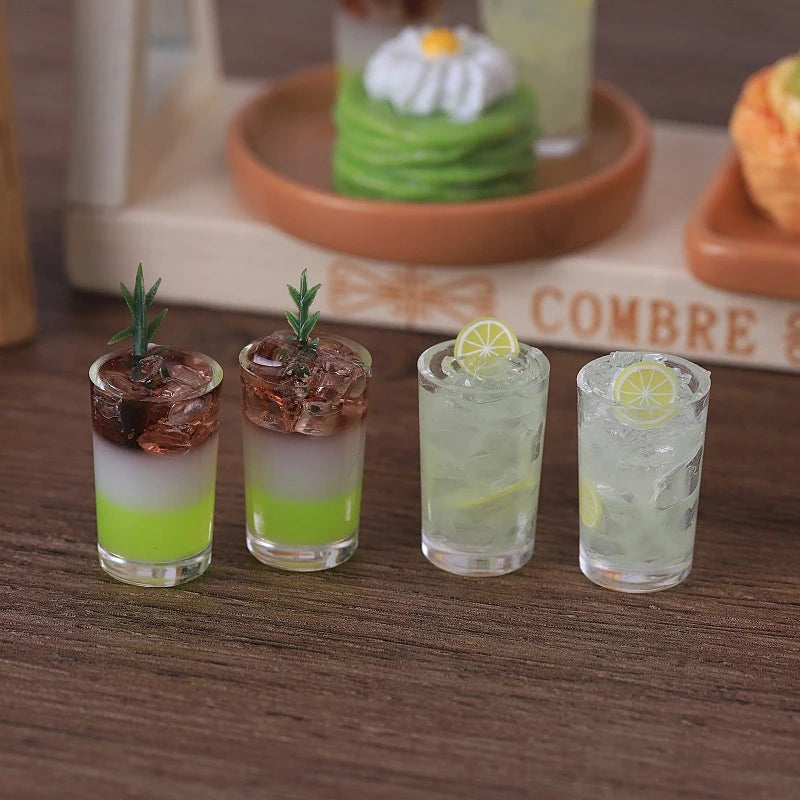 2 PCS/Bag Miniature Toy Ice Drinks Micro Landscape Ornaments Dollhouse Toys Accessories Doll House Kitchen Decoration Kids Gifts