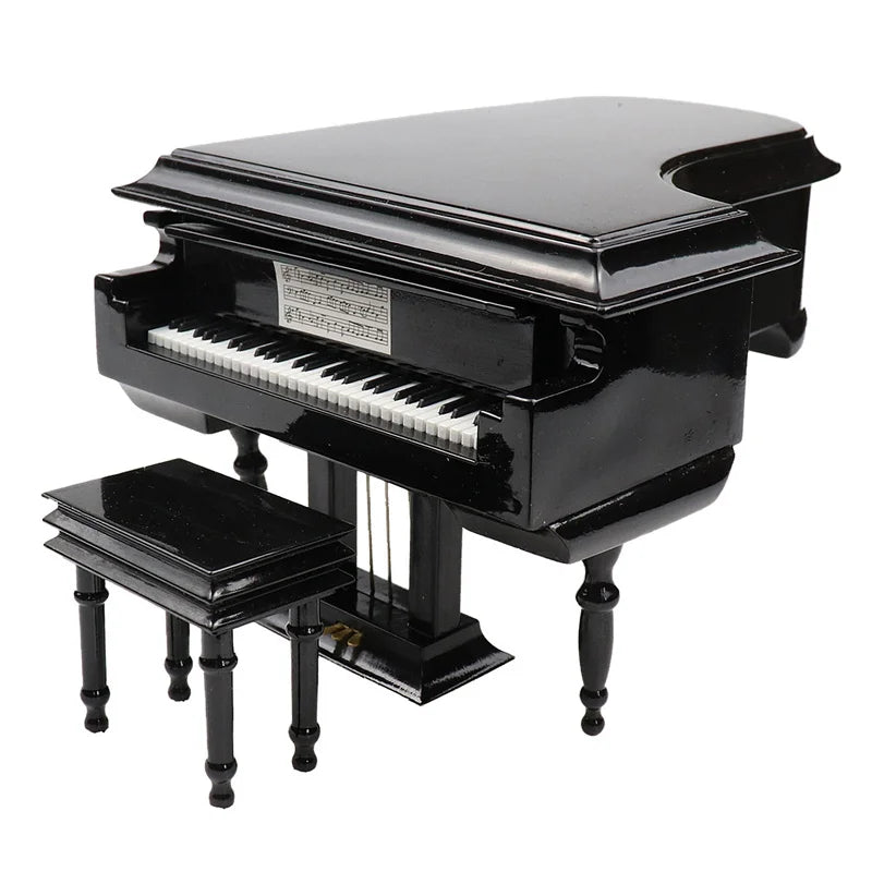 Handmade Wooden Musical Instruments Collection Decorative Ornaments Mini Piano Miniature Model Decoration Gifts