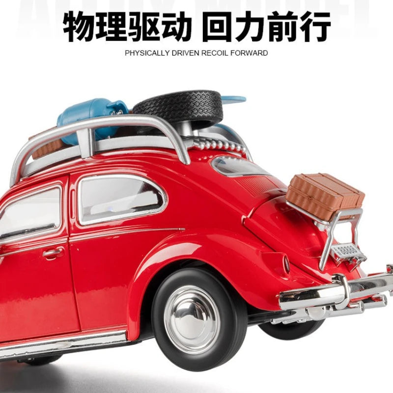 1:24 Beetle Travel Version Compact Sedan Alloy Metal Diecast Model Car Toy Car Classic Retro Cars Holiday