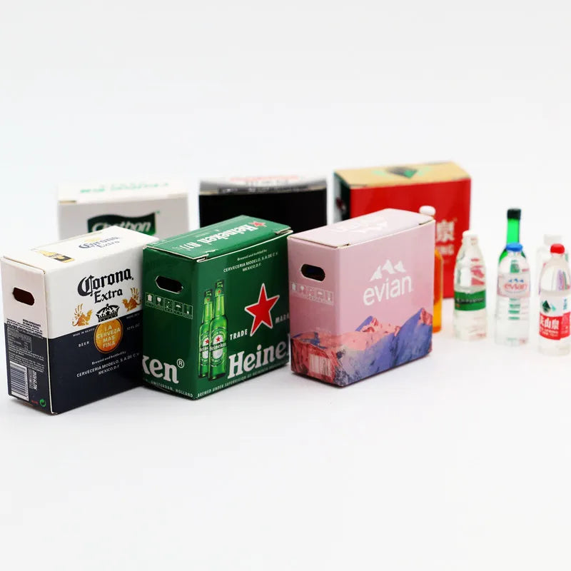 Mini Box Dollhouse Simulation Mineral Water Miniature Items Beer Set Drink OB11 Dolls House Accessories Supermarket Store Toys