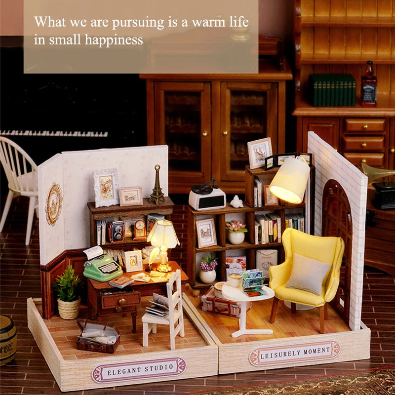 Mini Doll House DIY 3D Puzzle Assembly Building Model Toys Home Bedroom Decoration With Furniture Wooden Craft Gifts DollHouses