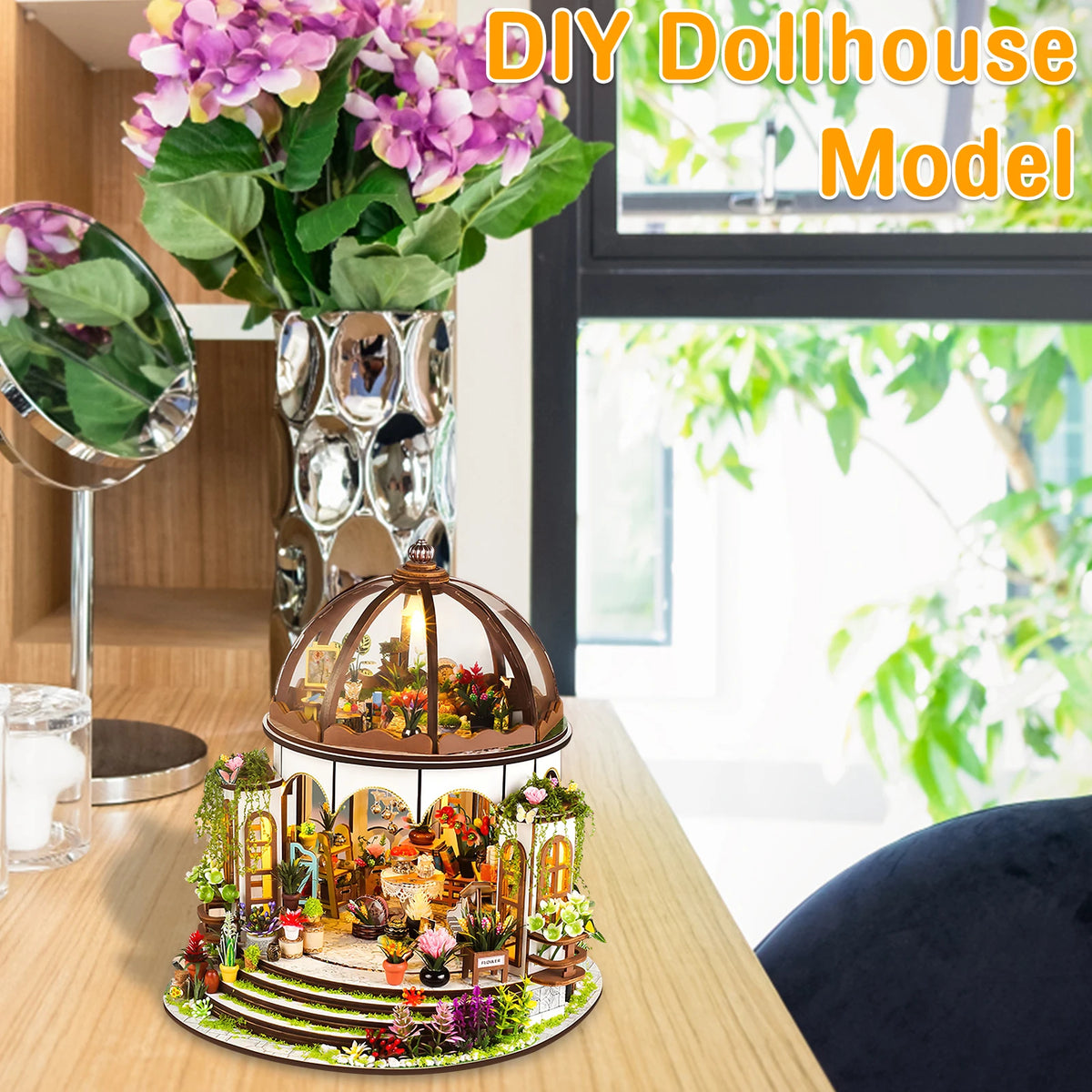 DIY Miniature Dollhouse Kit 1:24 Scale 3D Puzzle Assembly Building Toys w LED Light and Furniture Handmade Furniture DollHouses