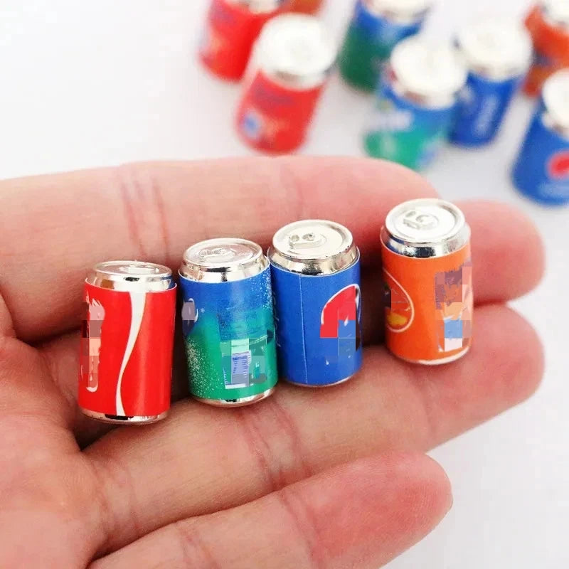 4Pcs Dollhouse Miniature Beverage Can Soda Can Soda Pop Cans Tins Mini Drink Bottle Dollhouse Decoration Shop Drinks Supply Acce