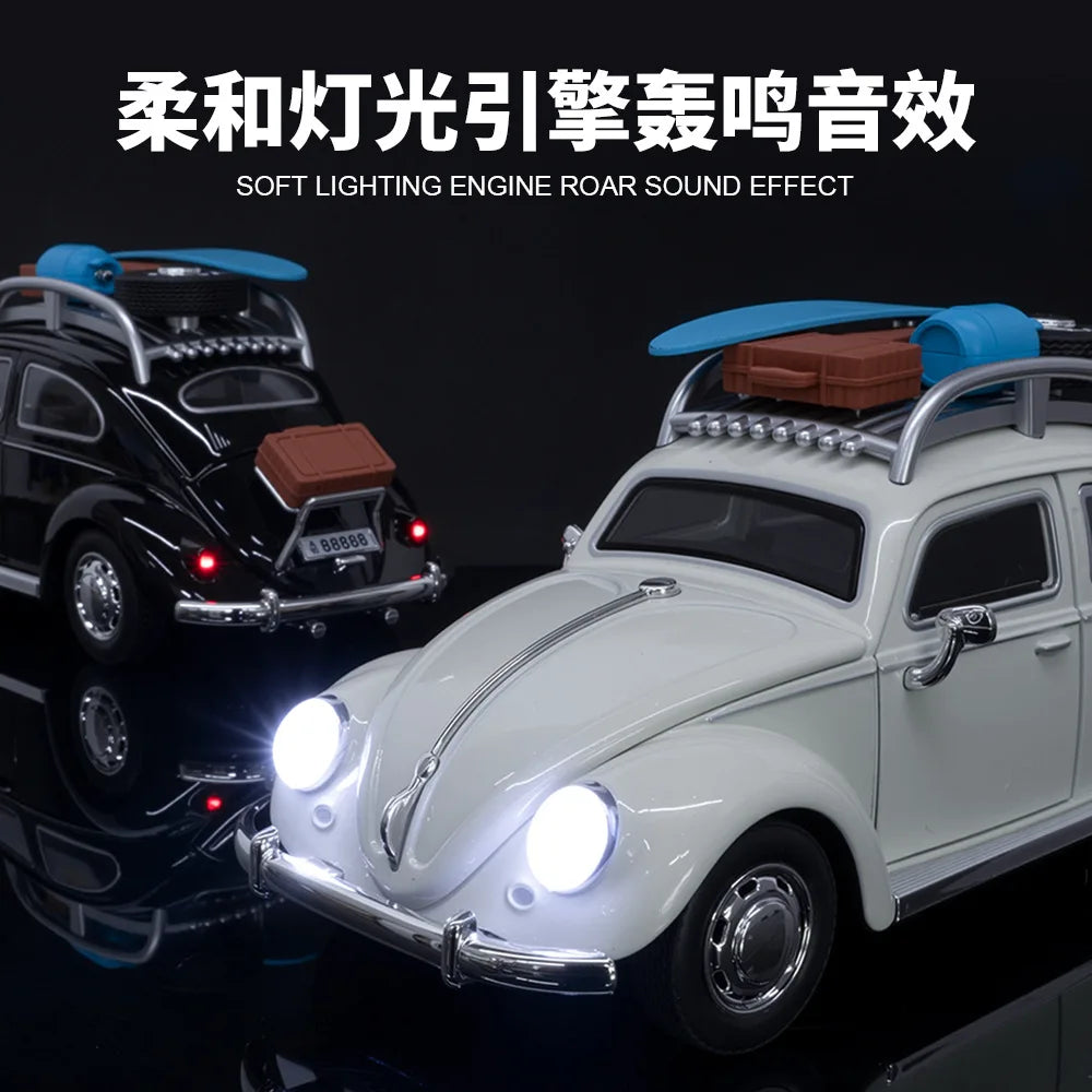 1:24 Beetle Travel Version Compact Sedan Alloy Metal Diecast Model Car Toy Car Classic Retro Cars Holiday