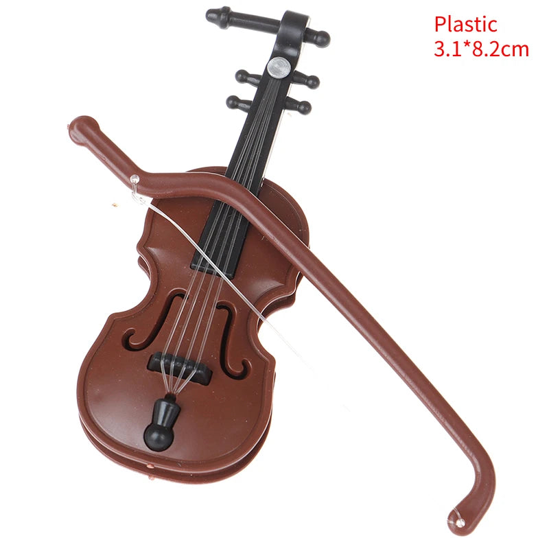 8cm Collection Decorative Ornaments Model Decoration Gifts With Support Miniature Musical Instruments Mini Violin Wooden