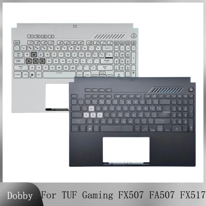 New Keyboard For TUF Gaming FX507 FA507 FX517 A15 F15 Palmrest Upper Top Case with US Backlit Keyboard Black White (2022 Year)