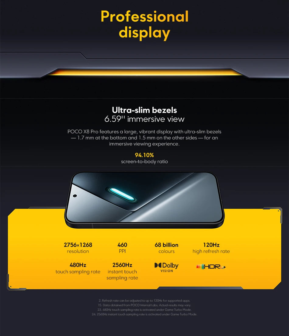 Global Version Xiaomi POCO X8 Pro 5G Mobile 120Hz Ultra-Bright AMOLED Display Smartphone 1.5K Dimensity 8500-Ultra NFC 50MP