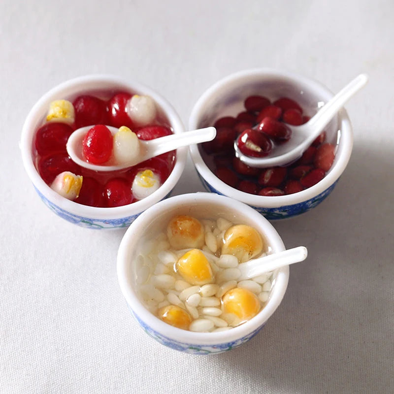 (.) 1Pcs Random Colour 1:6 Mini Dollhouse Bowl Desserts Food For Doll Kitchen Decor Accessories Toys