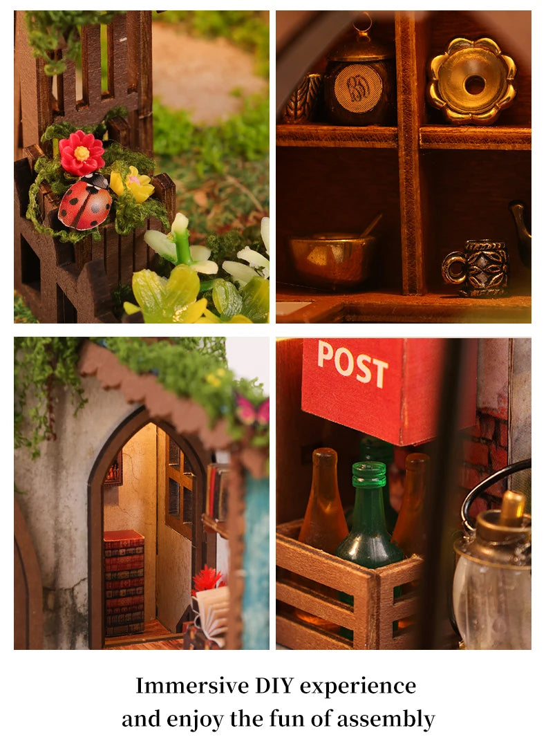 Miniature Dollhouse Kit, DIY Mini House Making Kit with Furnitures and Light, Two Layers Loft Tiny House Kit
