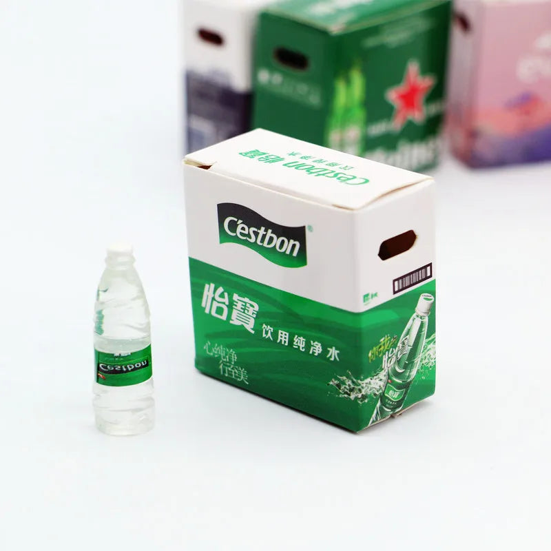 Mini Box Dollhouse Simulation Mineral Water Miniature Items Beer Set Drink OB11 Dolls House Accessories Supermarket Store Toys