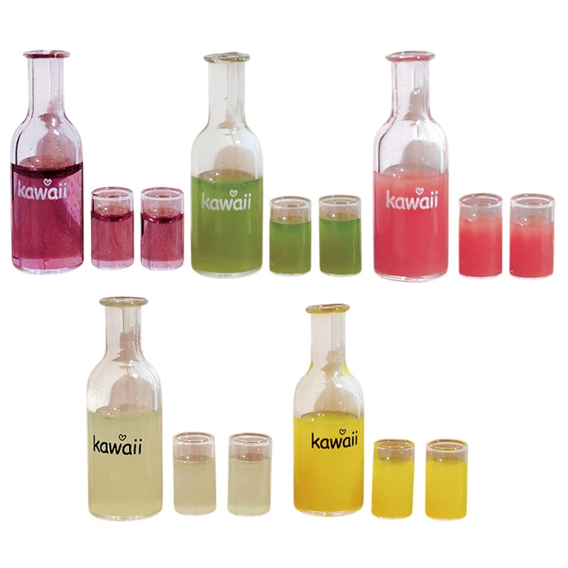 1Set 1/12 Dollhouse Mini Fruit Vegetable Drink Bottle Model Doll Home Miniature Kitchen Scene Decoration Pretend Play Toys