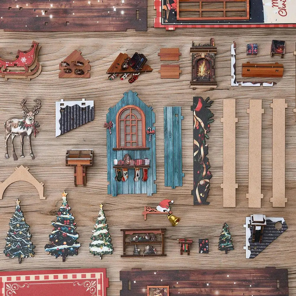 Christmas Decoration DIY Big Doll House 3D Puzzle Assembly Building Model Toys Doll Houses Home Ornament Desk Decoration