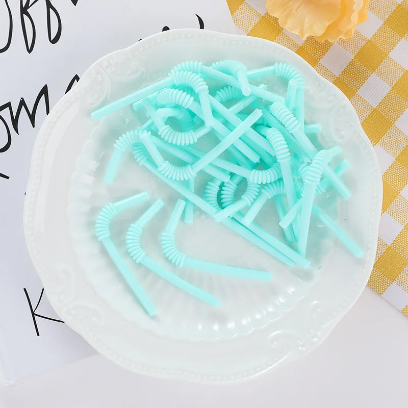 Doll House Miniature Bent Drink Straw Simulation Model Toys For Mini Drink Beverage Cup Decoration Accessories 20pc/lot