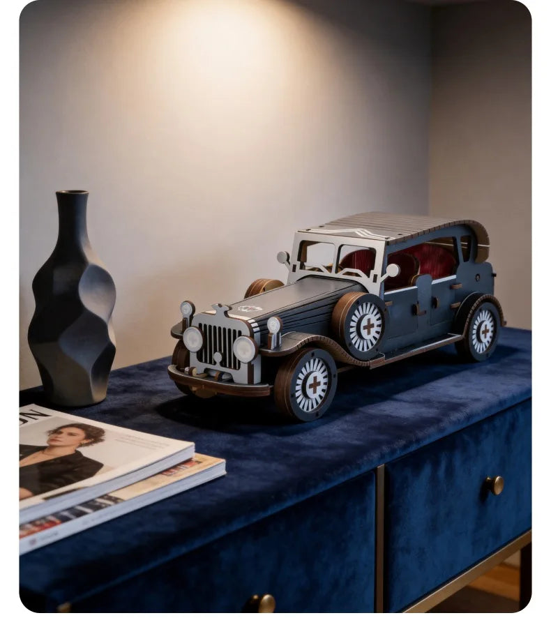 DIY 3D Wooden Vintage Classic Car Miniature Model Kits Assembly Jigsaw Puzzles for Friends Birthday Gifts