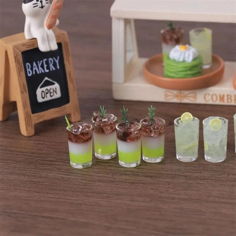 2 PCS/Bag Miniature Toy Ice Drinks Micro Landscape Ornaments Dollhouse Toys Accessories Doll House Kitchen Decoration Kids Gifts
