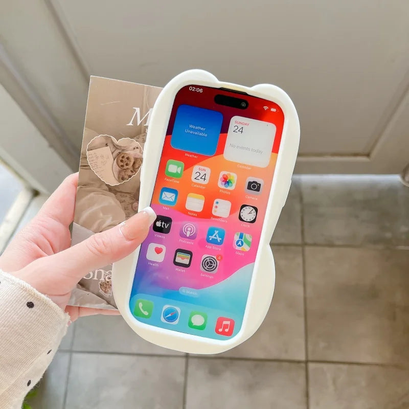Funny Cartoon Cute long ear Miffy silicon Phone Case For iPhone 17 16 15 14 13 12 11 Pro Max Simple White Miffy Anti-drop Cover﻿