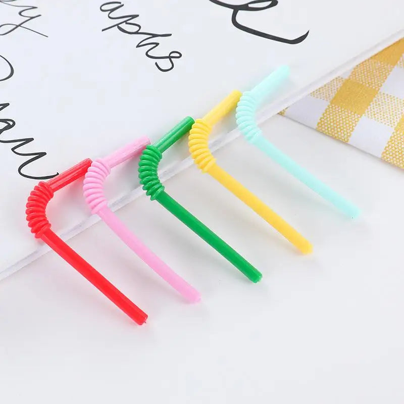 Doll House Miniature Bent Drink Straw Simulation Model Toys For Mini Drink Beverage Cup Decoration Accessories 20pc/lot