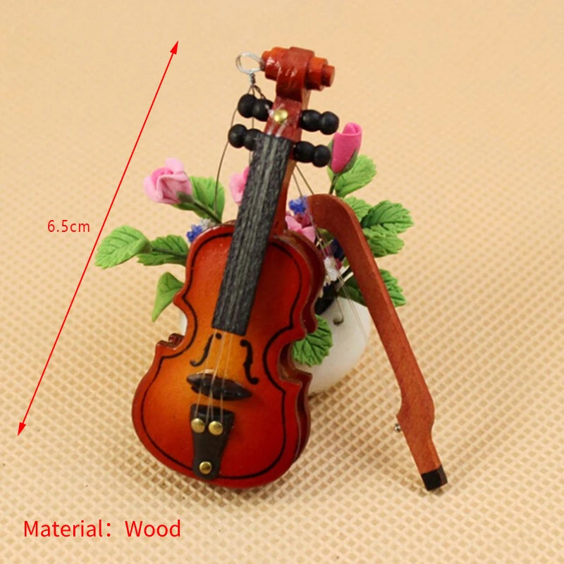 8cm Collection Decorative Ornaments Model Decoration Gifts With Support Miniature Musical Instruments Mini Violin Wooden