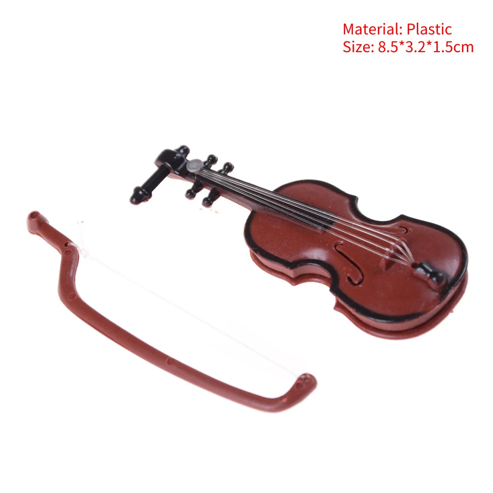 8cm Collection Decorative Ornaments Model Decoration Gifts With Support Miniature Musical Instruments Mini Violin Wooden