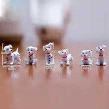 6pcs Mini Spotted Dog Figurine Miniature Fairy Garden Animal Statue Craft Home