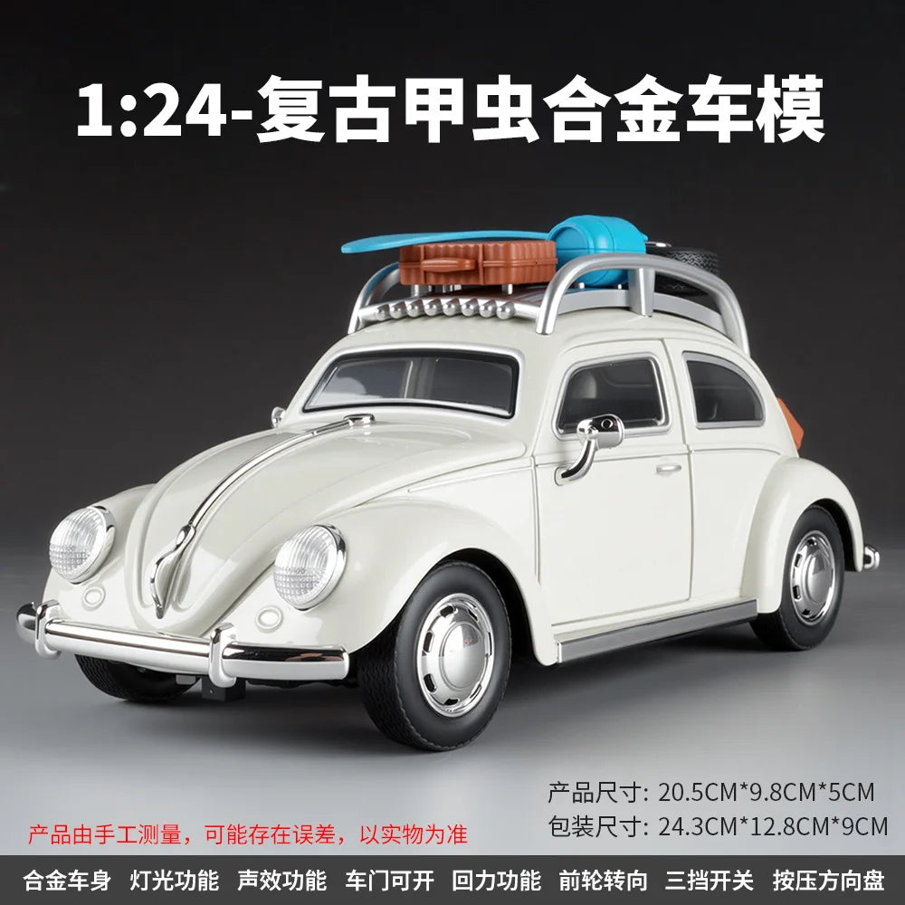 1:24 Beetle Travel Version Compact Sedan Alloy Metal Diecast Model Car Toy Car Classic Retro Cars Holiday